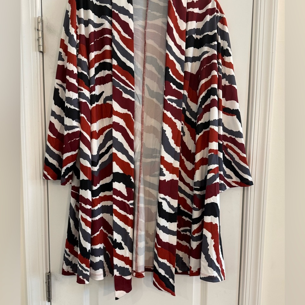 Open Front Multicolor Kimono Cardigan Stripe Abstract Print Women’s Size XL - Picture 3 of 6